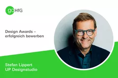 Stefan Lippert mit grünem Balken Design Awards